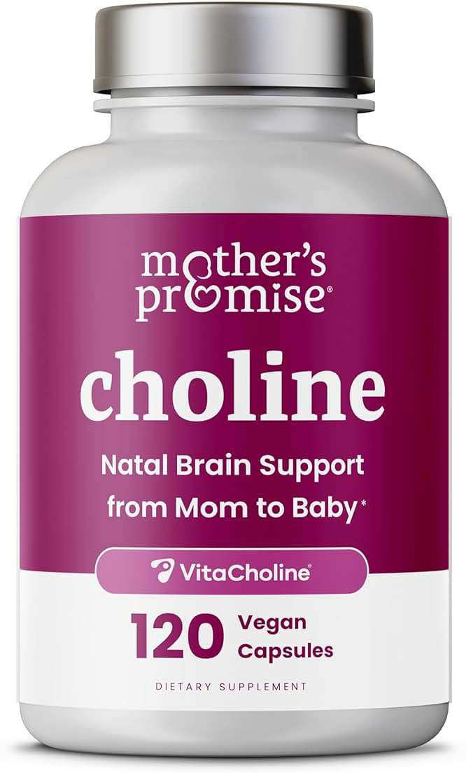 Prenatal Choline Supplements 550mg | 120 Capsules | Supports Baby’s Brain Development & Cognitive Function During Pregnancy & Nursing | Ultra Pure Natal VitaCholine, Vegan Choline Bitartrate for Women - Image 1