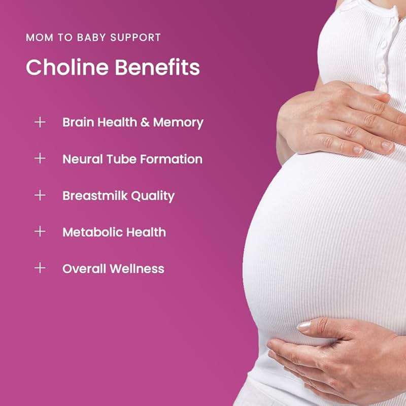 Prenatal Choline Supplements 550mg | 120 Capsules | Supports Baby’s Brain Development & Cognitive Function During Pregnancy & Nursing | Ultra Pure Natal VitaCholine, Vegan Choline Bitartrate for Women - Image 3