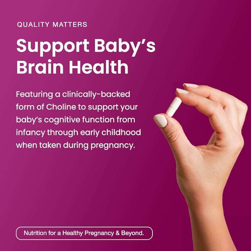 Prenatal Choline Supplements 550mg | 120 Capsules | Supports Baby’s Brain Development & Cognitive Function During Pregnancy & Nursing | Ultra Pure Natal VitaCholine, Vegan Choline Bitartrate for Women - Image 6