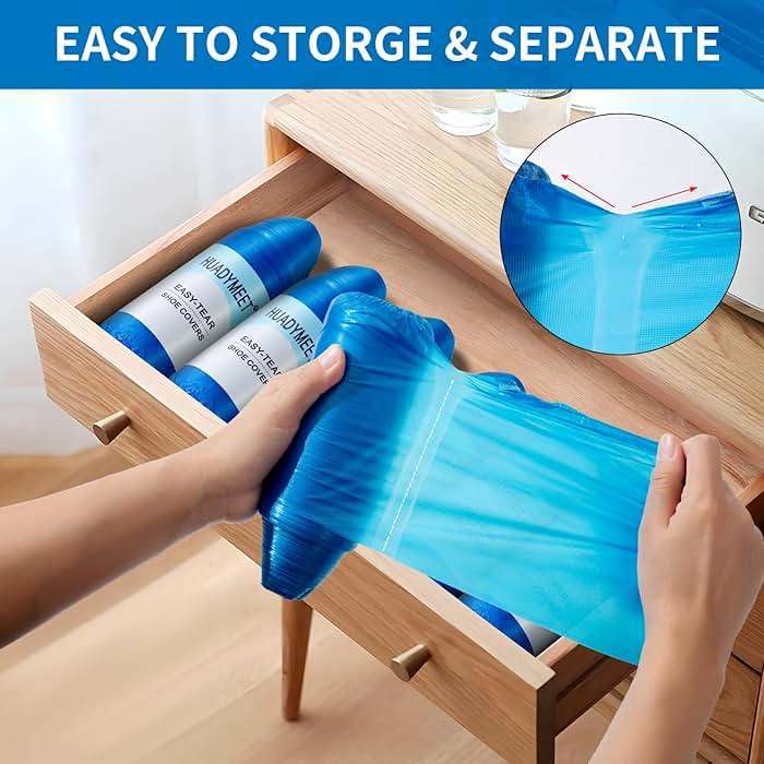 HUADYMEET Shoe Covers Disposable Non Slip For Indoors 100Pack(50 Pairs) Waterproof Shoes Protector Cover Durable Boot Booties Covers，Blue - Image 4