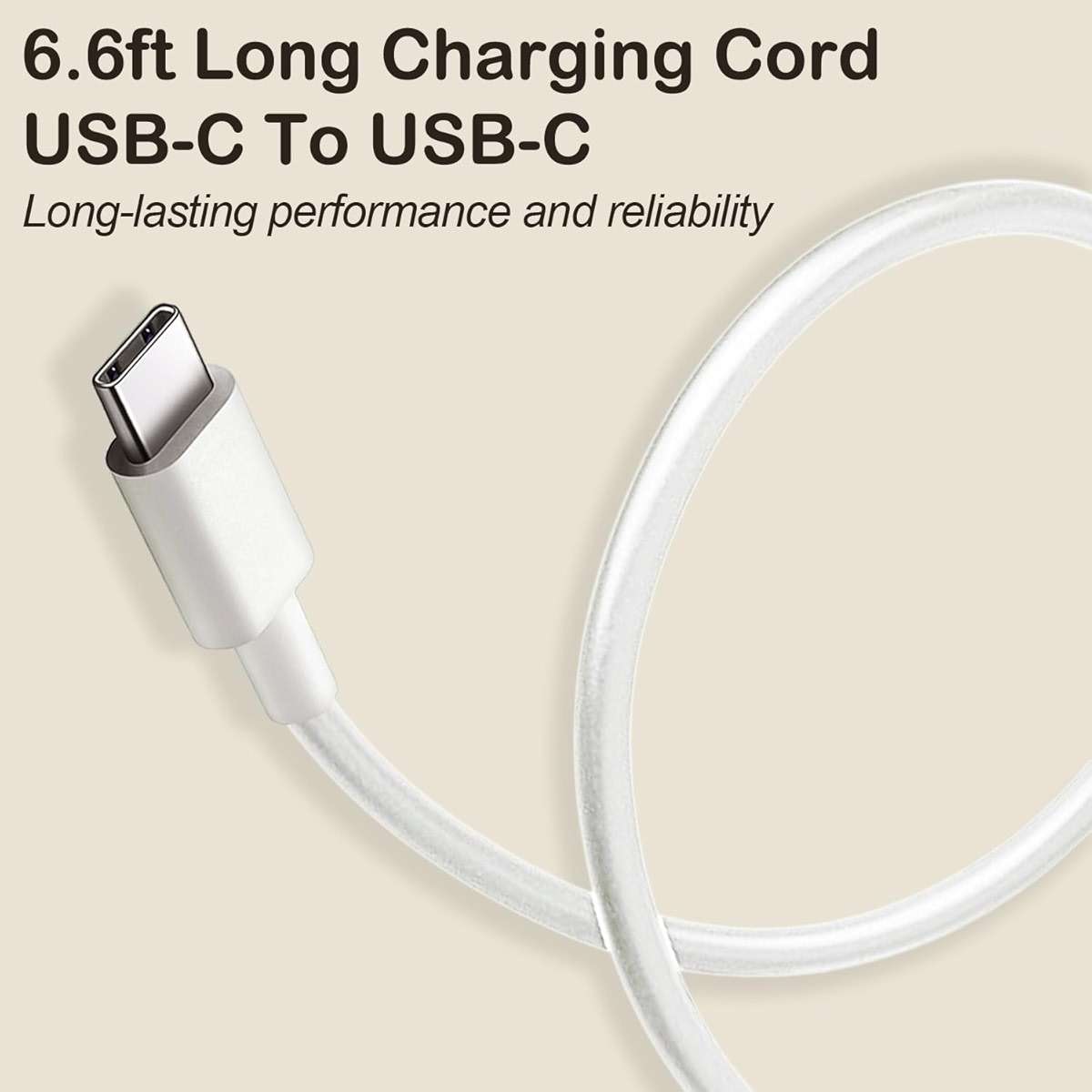 EGK 20W VR Fast Charger for Meta Quest 3S/3/2/1 & Pico 4/4 Pro - 6.6Ft Type-C Cable (White) - Image 3