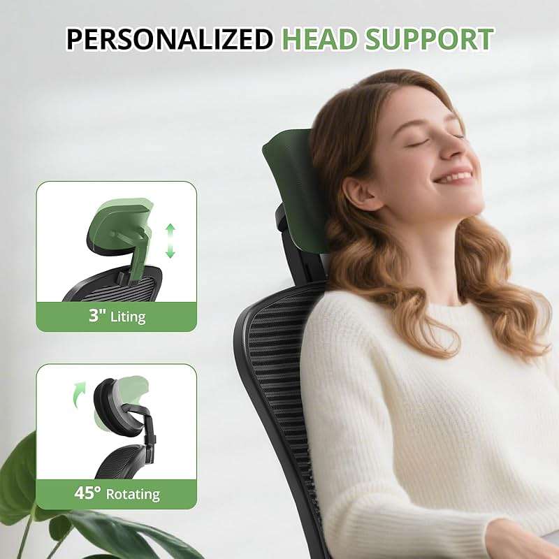 Office Chair Ergonomic Desk Chair, 330LBS Capacity, High Back Computer Chair for Long Hours Comfortable, Rolling Swivel Executive Task Chair for Home Office with Flip-up Armrests, Black - Image 5