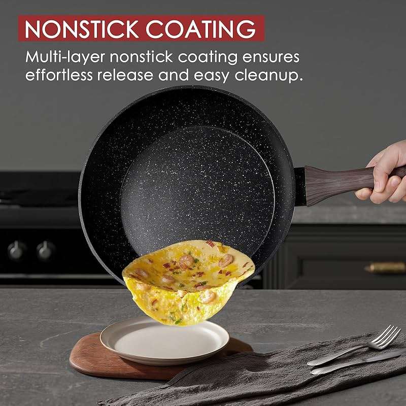 Kikcoin Pots and Pans Set Non Stick 31 Piece Kitchen Nonstick Cooking Cookware Sets with Grill Pan Saucepan Baking Sheet Utensil, Black - Image 4