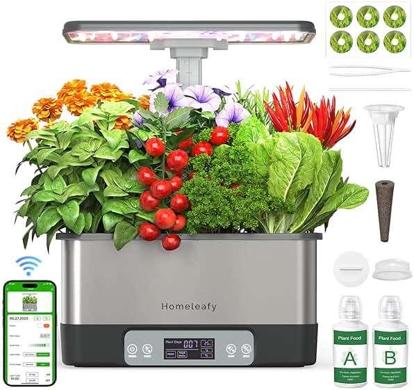 Homeleafy Hydroponics Growing System Kit, 8 Pods Smart Indoor Herb Garden with WiFi App Control, Seeds Pod Kit,LED Grow Light,Stainless Steel Herbs Planter for Lettuce,Basil,Gardening Gifts - Image 1