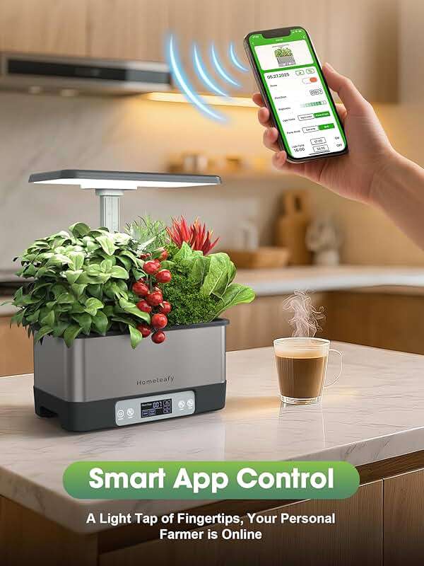 Homeleafy Hydroponics Growing System Kit, 8 Pods Smart Indoor Herb Garden with WiFi App Control, Seeds Pod Kit,LED Grow Light,Stainless Steel Herbs Planter for Lettuce,Basil,Gardening Gifts - Image 3