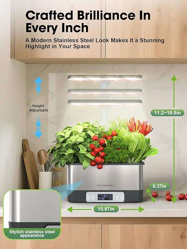 Homeleafy Hydroponics Growing System Kit, 8 Pods Smart Indoor Herb Garden with WiFi App Control, Seeds Pod Kit,LED Grow Light,Stainless Steel Herbs Planter for Lettuce,Basil,Gardening Gifts - Image 4