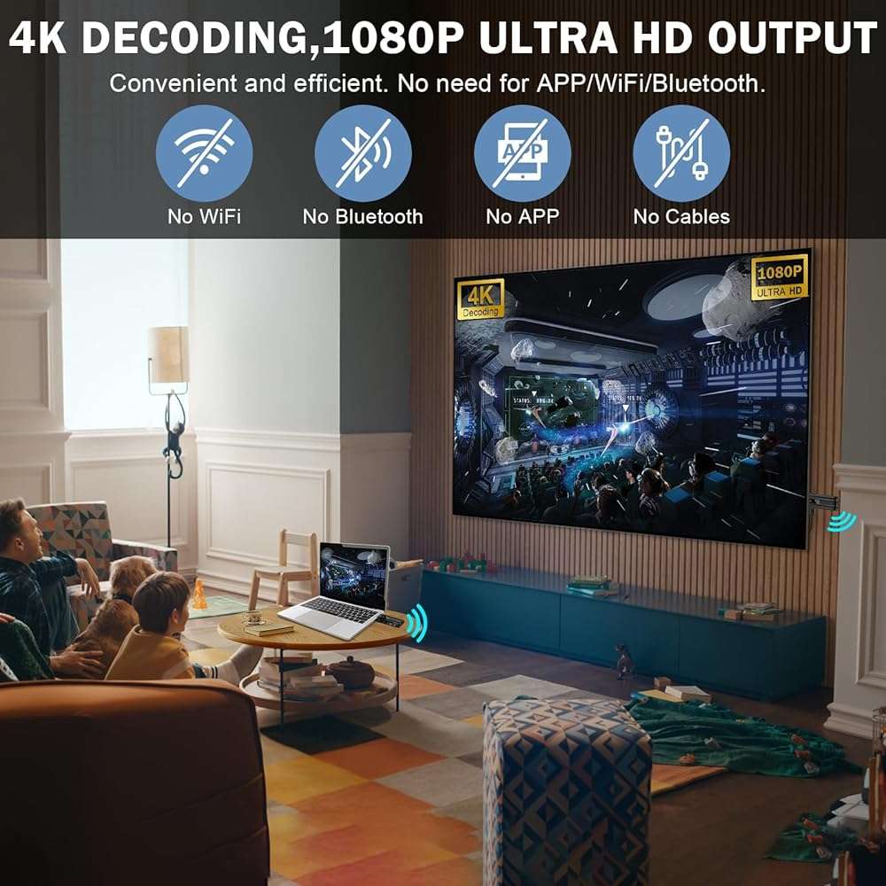 Beyn Wireless HD Transmitter and Receiver,2026 Upgraded LED Display,4K Decode & 1080P Output,Plug and Play Wireless HD Extender,Compatible with PC/Laptop/Camera/HDTV/Projector/TV Box - Image 2
