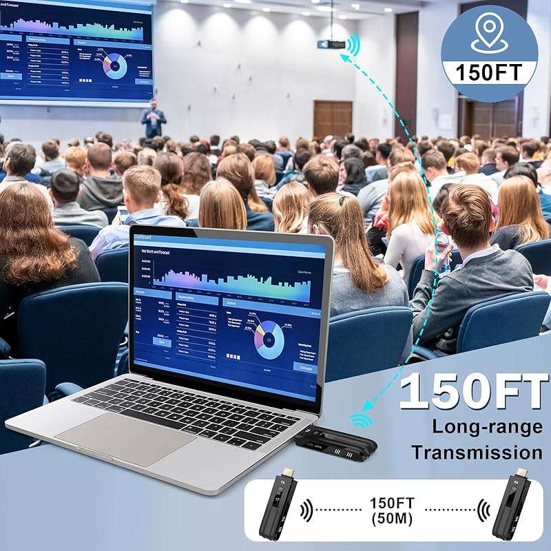 Beyn Wireless HD Transmitter and Receiver,2026 Upgraded LED Display,4K Decode & 1080P Output,Plug and Play Wireless HD Extender,Compatible with PC/Laptop/Camera/HDTV/Projector/TV Box - Image 3