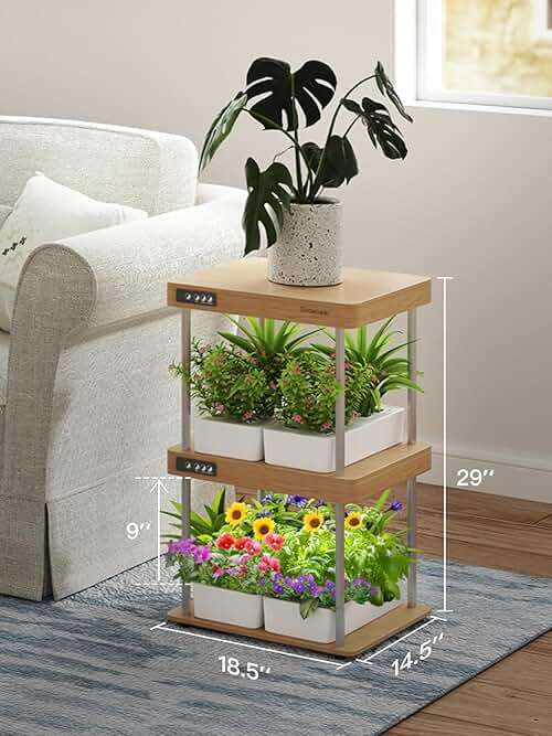GROWNEER HydroEasy1.0 Hydroponic Growing System, 2-Tier Indoor Garden with Full-Spectrum LED Grow Lights, 32 Pods, Solid Wood Design, Independent Water Circulation, Ideal for Vegetables, Herbs, Pine - Image 2