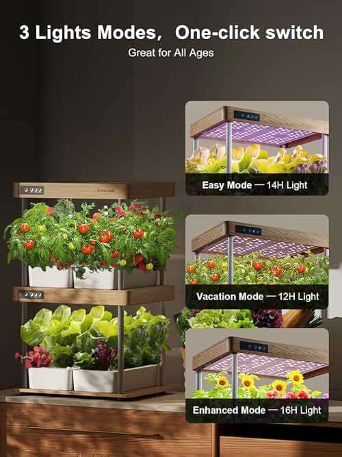GROWNEER HydroEasy1.0 Hydroponic Growing System, 2-Tier Indoor Garden with Full-Spectrum LED Grow Lights, 32 Pods, Solid Wood Design, Independent Water Circulation, Ideal for Vegetables, Herbs, Pine - Image 4
