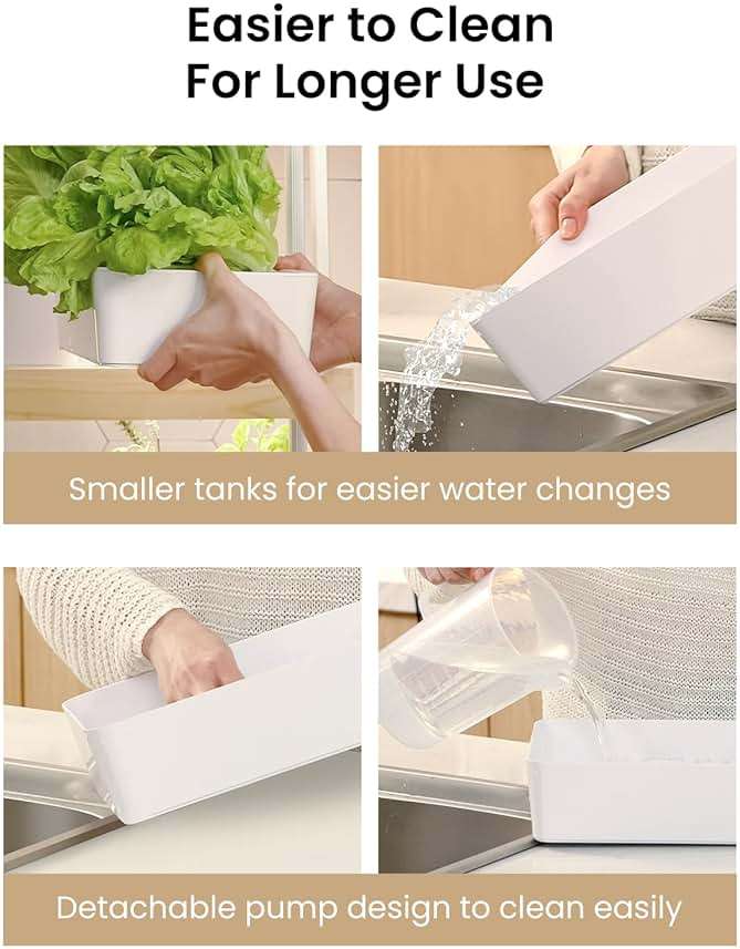 GROWNEER HydroEasy1.0 Hydroponic Growing System, 2-Tier Indoor Garden with Full-Spectrum LED Grow Lights, 32 Pods, Solid Wood Design, Independent Water Circulation, Ideal for Vegetables, Herbs, Pine - Image 6