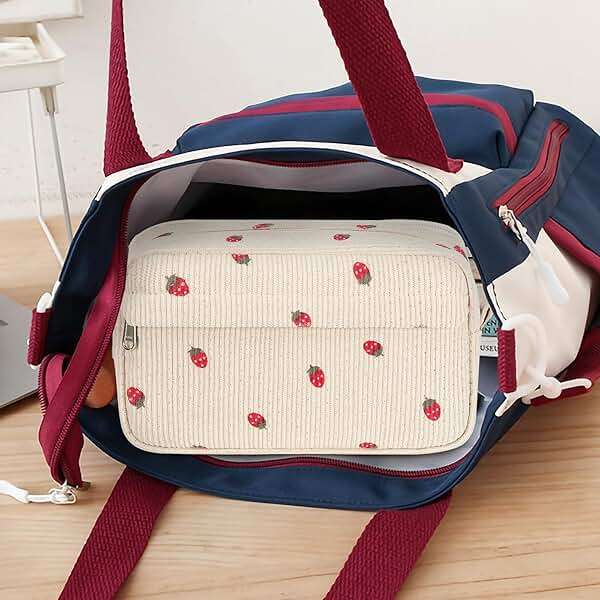 Bluboon Big Capacity Pencil Case Pencil Pouch Pen Case School Supplies Cute Pencil Box Pencil Bag for Teen Girls Boys Women Man (Strawberry Beige) - Image 6