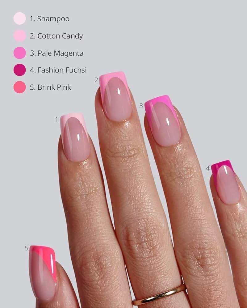 BTArtboxnails French Tip Press On Nails - Pink Short Square Press On Nails, Soft Gel Nail Tips, 160Pcs Soak Off Acrylic Fake Nail Extension in 16 Sizes - Image 3