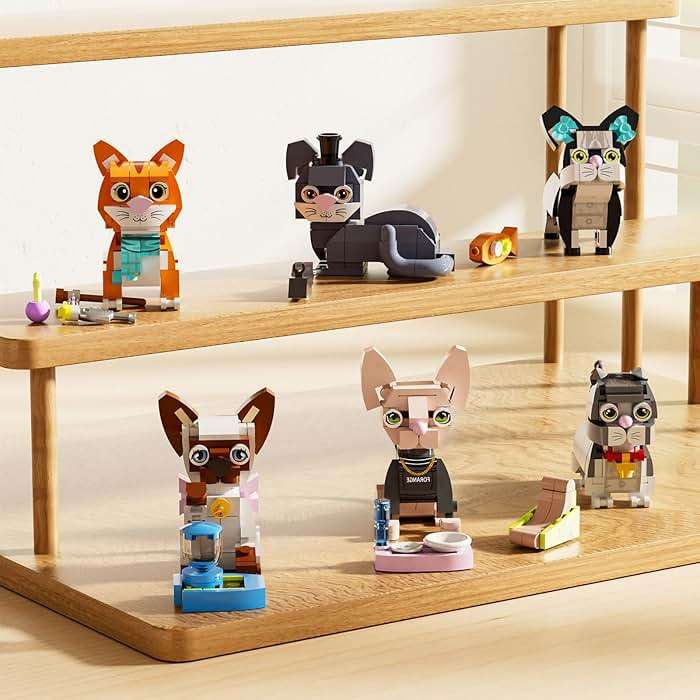 6pack Party Favors Mini Cats Building- Compatible with Lego Cute Animal, Adorable Animals Building Sets, Party Favors Birthday Gift for Kids 8-12 (773 PCS) - Image 2
