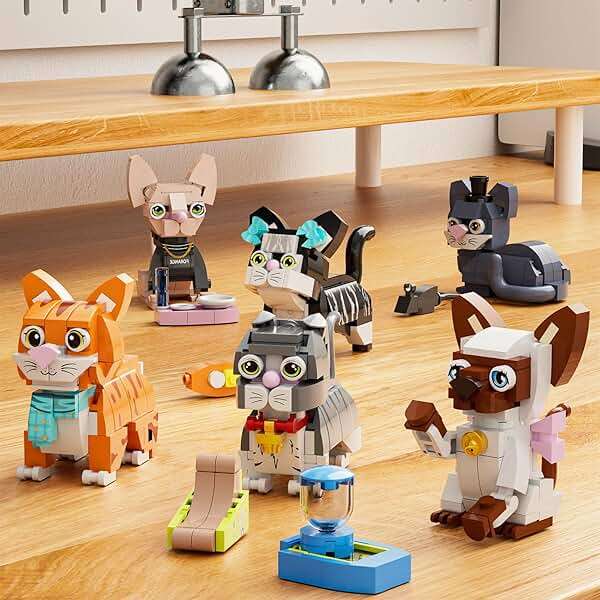 6pack Party Favors Mini Cats Building- Compatible with Lego Cute Animal, Adorable Animals Building Sets, Party Favors Birthday Gift for Kids 8-12 (773 PCS) - Image 3