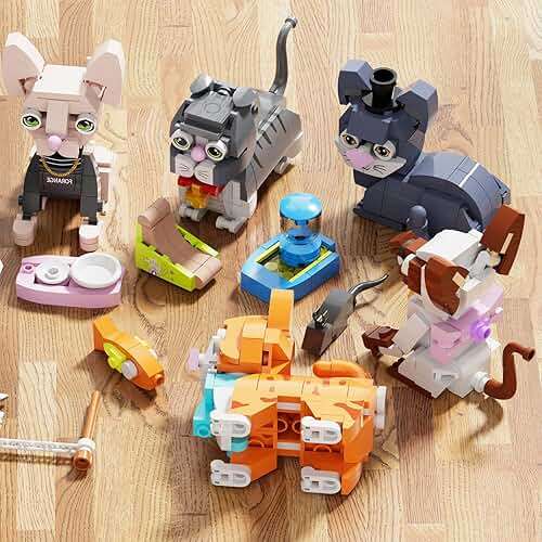 6pack Party Favors Mini Cats Building- Compatible with Lego Cute Animal, Adorable Animals Building Sets, Party Favors Birthday Gift for Kids 8-12 (773 PCS) - Image 4