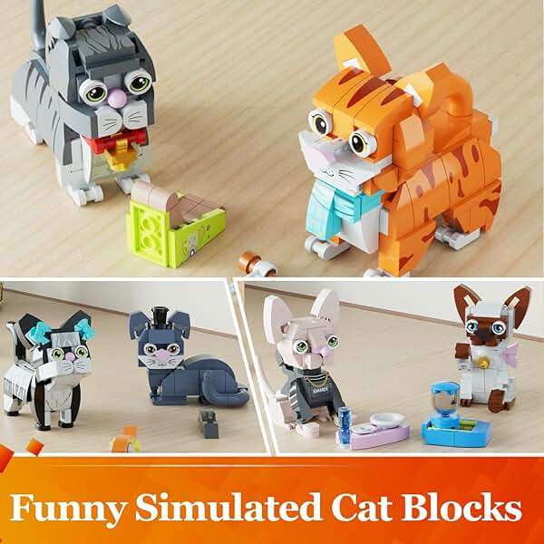 6pack Party Favors Mini Cats Building- Compatible with Lego Cute Animal, Adorable Animals Building Sets, Party Favors Birthday Gift for Kids 8-12 (773 PCS) - Image 5