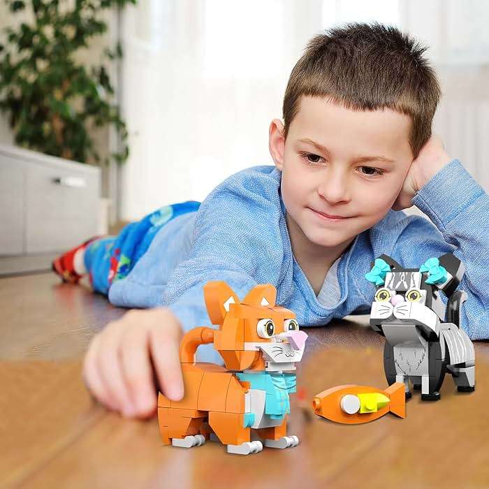 6pack Party Favors Mini Cats Building- Compatible with Lego Cute Animal, Adorable Animals Building Sets, Party Favors Birthday Gift for Kids 8-12 (773 PCS) - Image 6