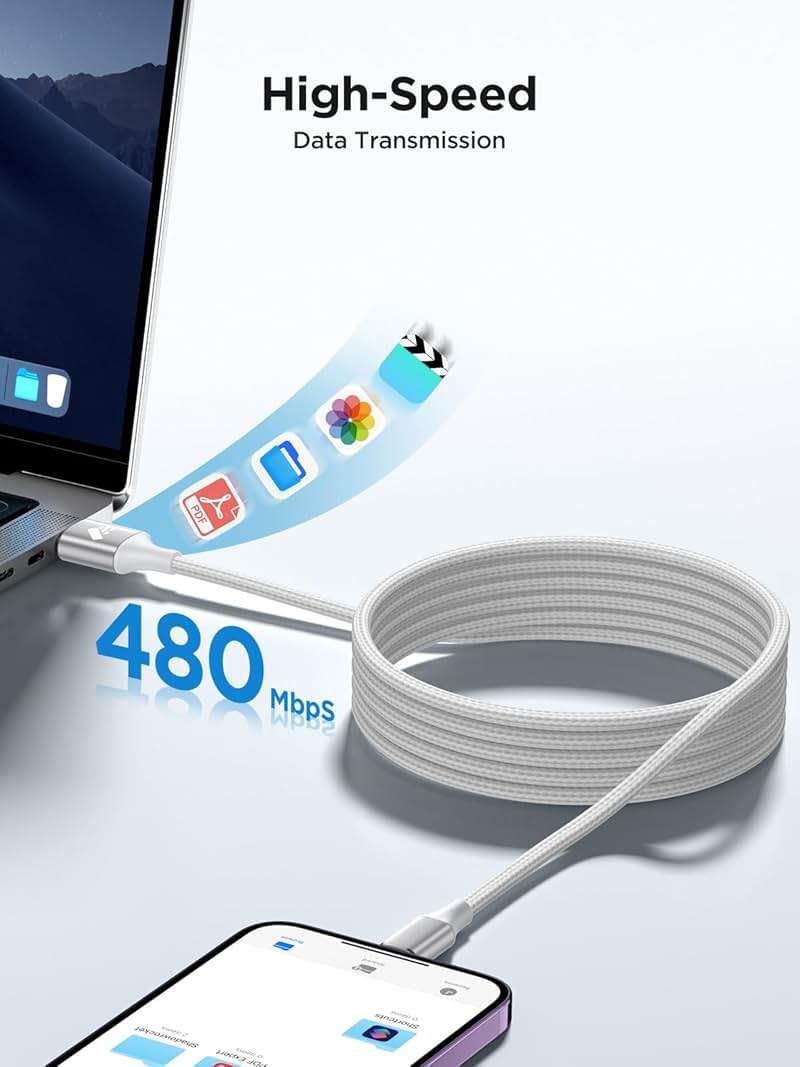 iPhone Charger [Apple MFi Certified] 6FT iPhone Charger Cord Fast Charging USB to Lightning Cable Braided USB Phone Cable Cord Compatible with iPhone 14 13 12 11 Pro Max XR XS X 8 7 6 Plus SE, iPad - Image 4