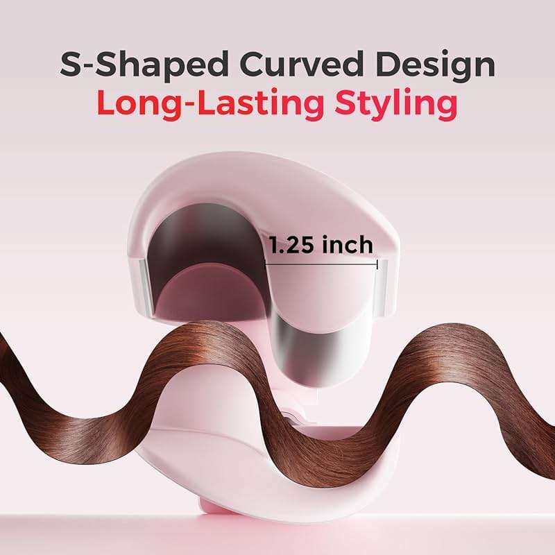 Waver Curling Iron Lena S12 Beach Waver Curling Wand, Hair Tool with 2 Barrels, Anti-Scald Protection, Adjustable Time & Temps, Dual Voltage, Titanium Coating for Effortless, Long-Lasting Waves - Image 5