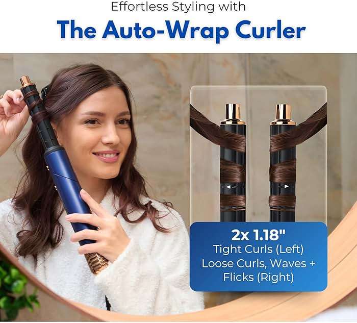 Hair Dryer Brush 6-in-1 Air Styler – Fast-Drying 110,000 RPM Ionic Blow Dryer with Straightener & Curler Attachments, Hair Styling Tools, Multi-Styler with Auto-Wrap Curlers, Best Gift for Girl/Women - Image 7
