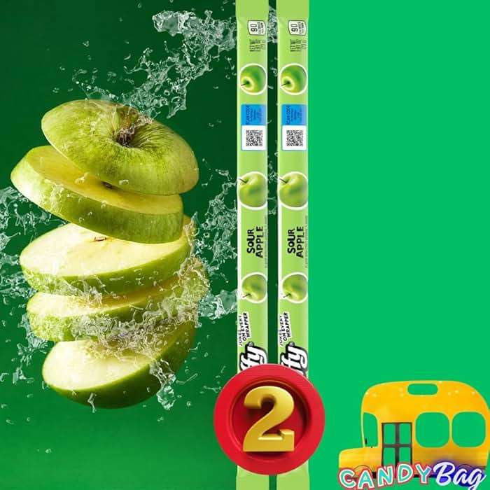 (PACK OF 10) Taffy Rope Lover’s 5 Flavors Variety - 10 Large Pieces of Unique Ropes Candy - Blue Raspberry, Strawberry, Green Apple, Banana, and Mystery Swirl Flavor - Comes With One Bus Resealable ZipBag - Image 4