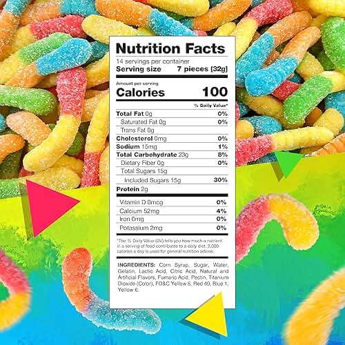Sour Gummy Worms | 1 Pound Bag | Assorted Fruit Flavors | Neon Sour Gummies for Parties, Dessert Decorating, Snacking, and Candy Buffets | Classic Chewy Candy - Image 2