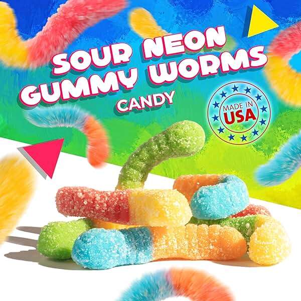 Sour Gummy Worms | 1 Pound Bag | Assorted Fruit Flavors | Neon Sour Gummies for Parties, Dessert Decorating, Snacking, and Candy Buffets | Classic Chewy Candy - Image 3
