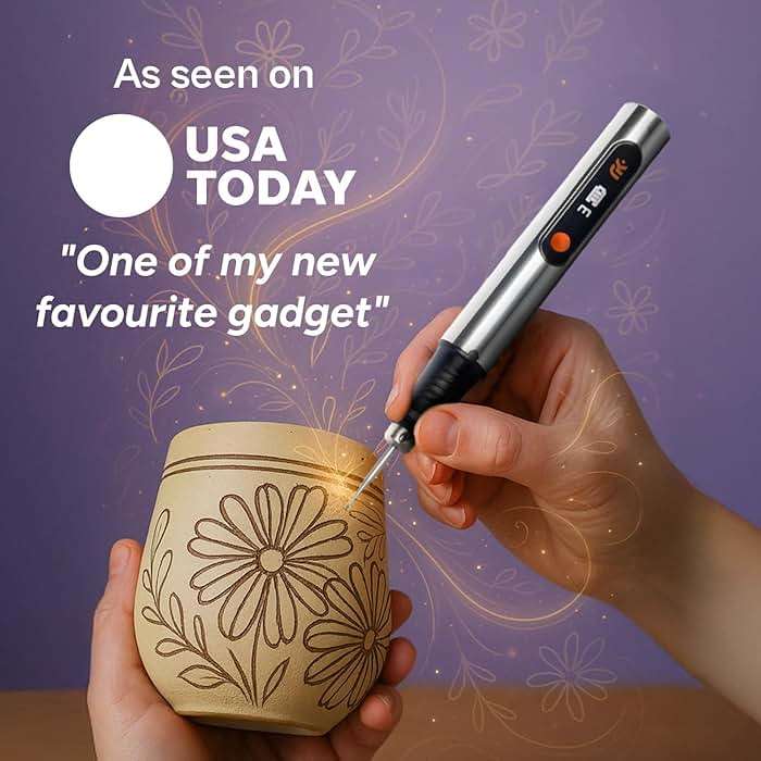 Resparked Customizer Engraving Pen Ultimate Cordless Portable Tool for Artists & DIYers - Engrave 50+ Surfaces - Beginner Friendly - Rechargeable - Free 30 Bits & Mastery Guide - Image 3
