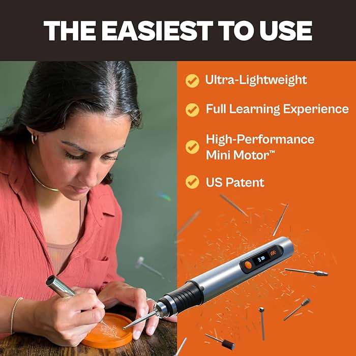 Resparked Customizer Engraving Pen Ultimate Cordless Portable Tool for Artists & DIYers - Engrave 50+ Surfaces - Beginner Friendly - Rechargeable - Free 30 Bits & Mastery Guide - Image 4
