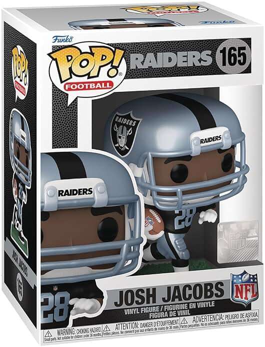 POP Football: Raiders - Josh Jacobs (Home Uniform) Funko Vinyl Figure (Bundled with Compatible Box Protector Case), Multicolor, 3.75 inches - Image 6