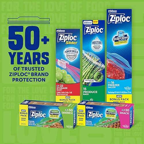 Ziploc Sandwich and Snack Bags with EasyGuide Texture, Plastic Storage Bags with Grip 'n Seal Technology, 105 Bags Total - Image 7