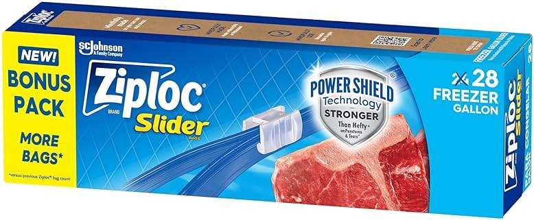 Ziploc Gallon Food Storage Freezer Slider Bags, Durable, 28 Count - Image 1