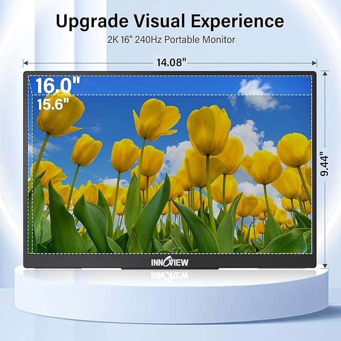 InnoView 16" 240Hz Portable Monitor 2K 2560x1600 100% sRGB Portable Gaming Monitor Laptop Monitors Built-in Speakers 180° Adjustable Type-C HDMI Laptop Screen Extender for Surface Pro PS5 Switch Xbox - Image 5
