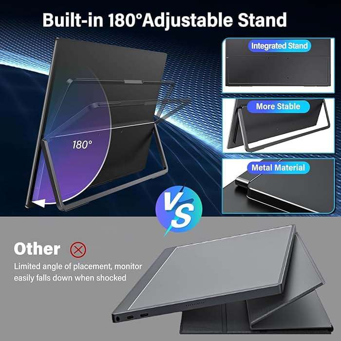 InnoView 16" 240Hz Portable Monitor 2K 2560x1600 100% sRGB Portable Gaming Monitor Laptop Monitors Built-in Speakers 180° Adjustable Type-C HDMI Laptop Screen Extender for Surface Pro PS5 Switch Xbox - Image 7