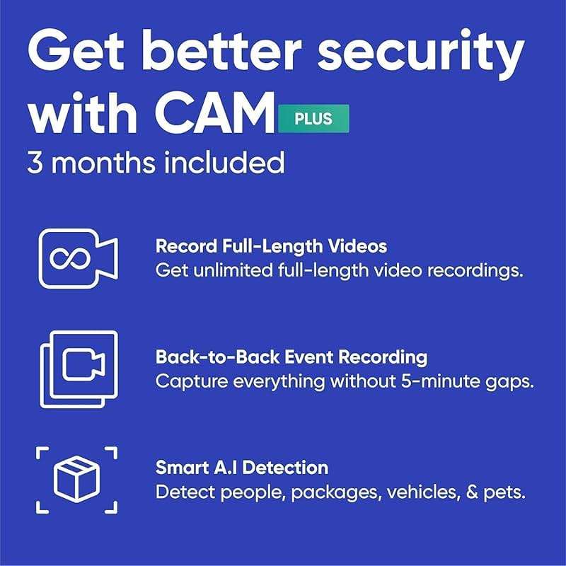 Cam V3 Smart Home Security Camera, Indoor/Outdoor Use, 1080p Plug-in, Color Night Vision, Motion Detection, Two Way Audio, Compatible with Alexa, Google Assistant, Black - Image 8