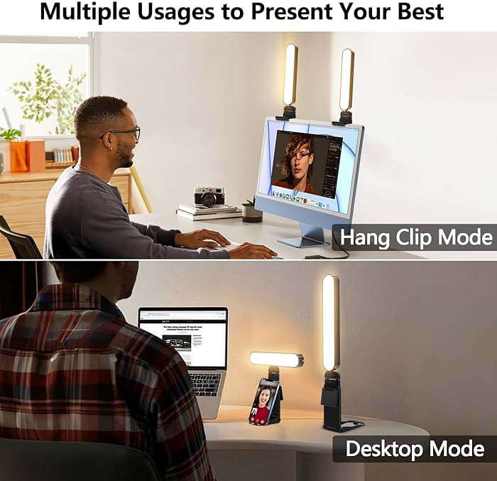 yAyusi Dual-lamp Video Conference Lighting, LED Streaming Light with Remote and Touch Control, Zoom Lighting for Computer,Webcam Laptop Monitor Ring Light for Video Calls/Zoom Meetings/Video Recording - Image 3