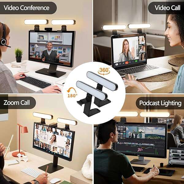 yAyusi Dual-lamp Video Conference Lighting, LED Streaming Light with Remote and Touch Control, Zoom Lighting for Computer,Webcam Laptop Monitor Ring Light for Video Calls/Zoom Meetings/Video Recording - Image 5