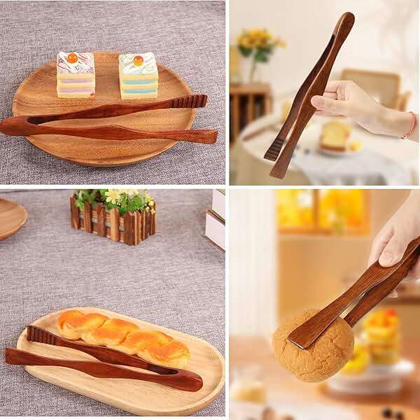 Essential Wooden Spatula Tong Set for Kitchens,Restaurants:Perfect for Fruits, Salads, Desserts, Breads,Barbecues - Image 4