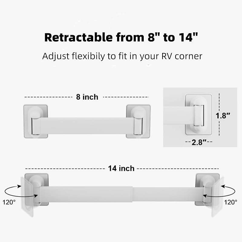 RV Shower Corner Storage Bars 3 Pack, Aluminum Adjustable Camper Shower Shelf Retainer Bars for Bathroom Storage and Organization, RV Essential Accessories for Travel Trailer Inside, 10-15 Inches - Image 3