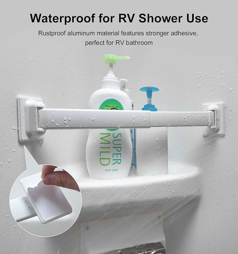 RV Shower Corner Storage Bars 3 Pack, Aluminum Adjustable Camper Shower Shelf Retainer Bars for Bathroom Storage and Organization, RV Essential Accessories for Travel Trailer Inside, 10-15 Inches - Image 4