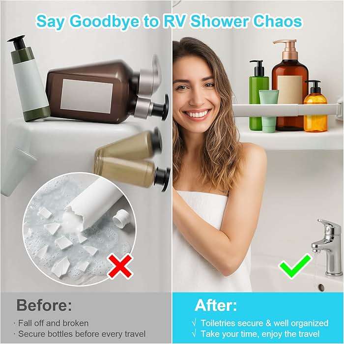 RV Shower Corner Storage Bars 3 Pack, Aluminum Adjustable Camper Shower Shelf Retainer Bars for Bathroom Storage and Organization, RV Essential Accessories for Travel Trailer Inside, 10-15 Inches - Image 7