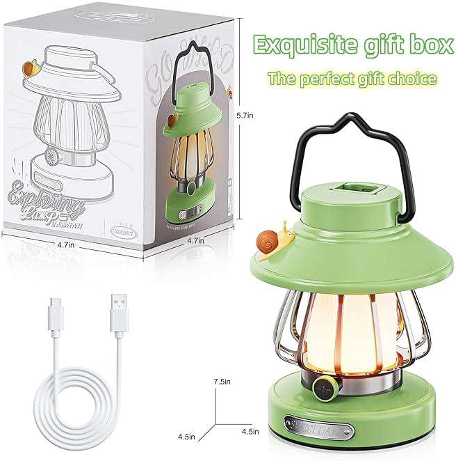 HOMY New Gear lamp for Kids Set Toddler Flashlight Convenient LED Light Rechargeable Battery Operated Outdoor Indoor Essentials Table Portable Night Light Green Gift Electric Camping Lanterns Snail - Image 5