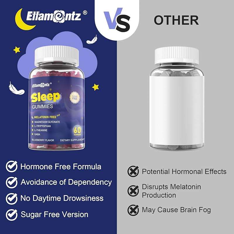 Sleep Gummies No Melatonin, Sleep Aid for Adults with Magnesium Glycinate, Melatonin Free Calm Sleeping Gummy Supplement with L-Tryptophan, L-Theanine, GABA, Ashwagandha, Valerian - Sugar Free, 120ct - Image 5