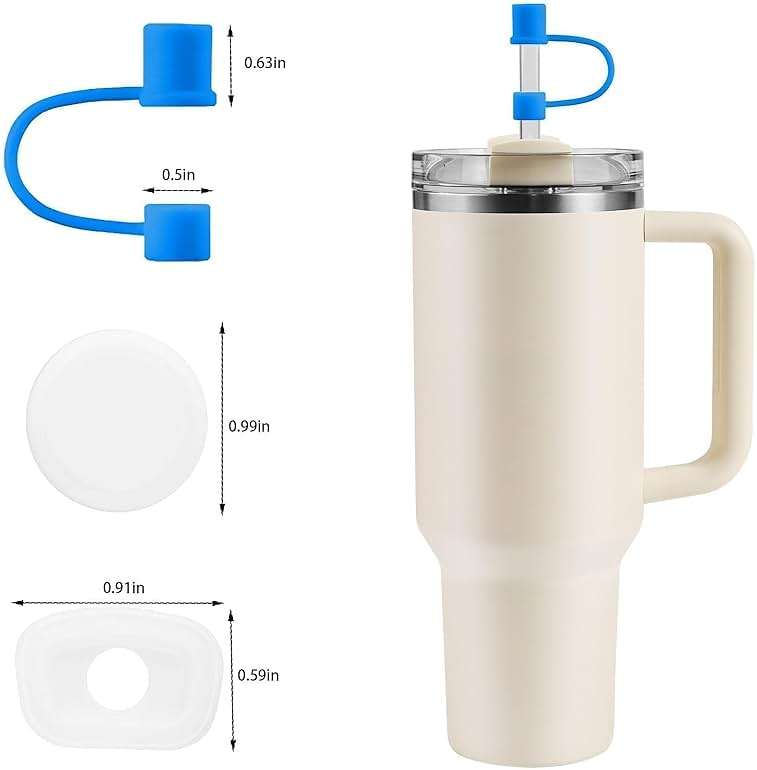 MOLOSLEEVE 21 Colors Straw Toppers Include A Set of Leak-proof Plugs, for Stanley Straw Covers Cap for Stanley Cup 2.0 30oz, 40oz, Silicone, Dust-Proof (Blue) - Image 3