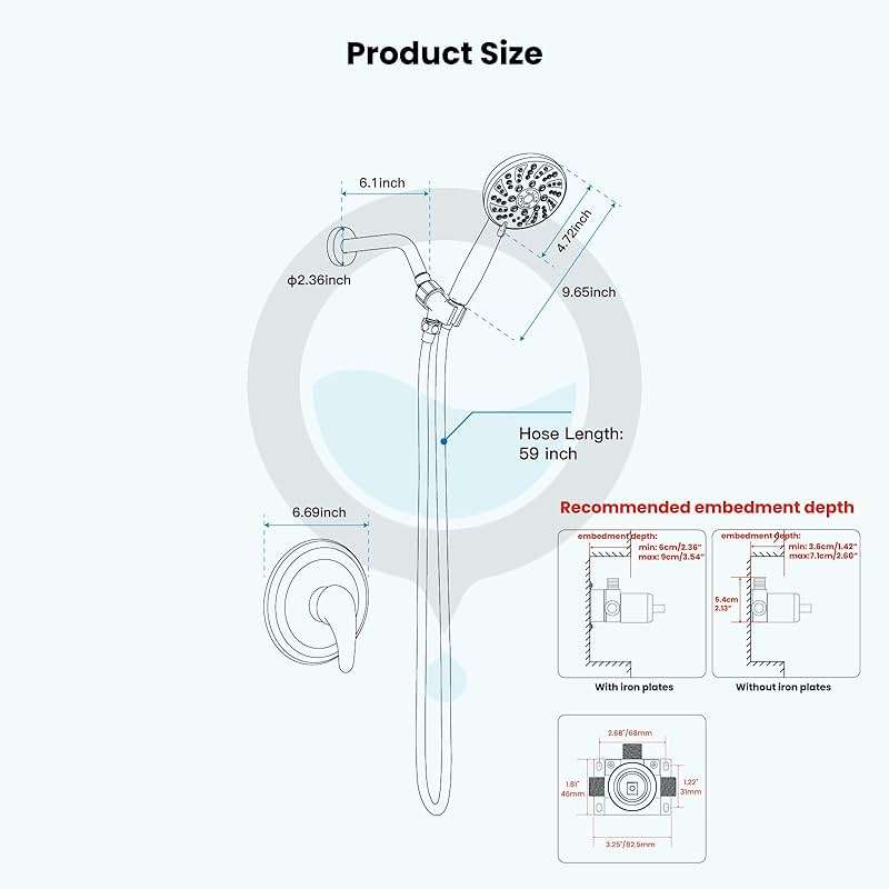 gotonovo Single-Handle Shower Faucet Set Shower Kit with Valve Shower Head and Handle Set Shower Trim Kit with 6 Modes ABS Handheld Shower Fixtures Shower Valve and Trim Kit Matte Black - Image 7