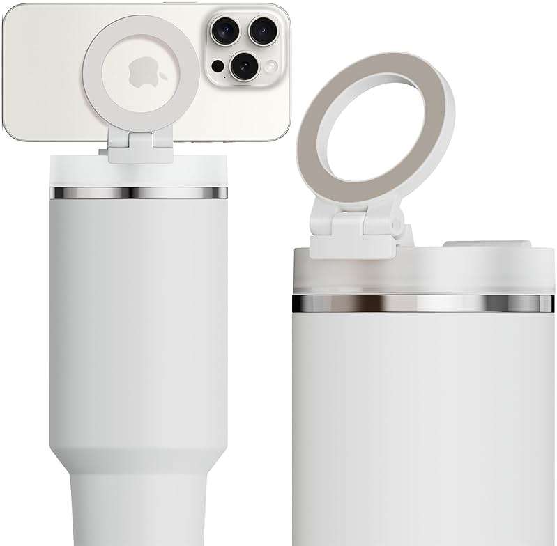 Litaget for Stanley Cup Phone Holder with Magnetic Phone Holder for Quencher H2.0 FlowState Tumbler Foldable Stand Water Bottle for Stanley Cup Accessories Hands Free for All Phones Cases - Image 1