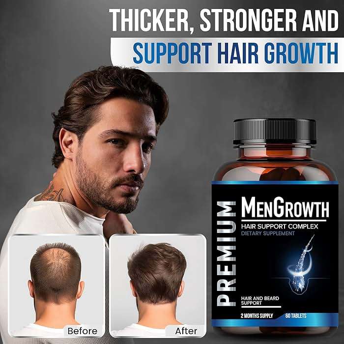 Mens Hair Growth-Hair Vitamins For Men. Anti Hair Loss Supplement, Regrow Hair & Beard Growth Pills With DHT Blocker For Thinning Hair & Hair Thickening With Biotin & Saw Palmetto.Thicker Fuller Hair - Image 3