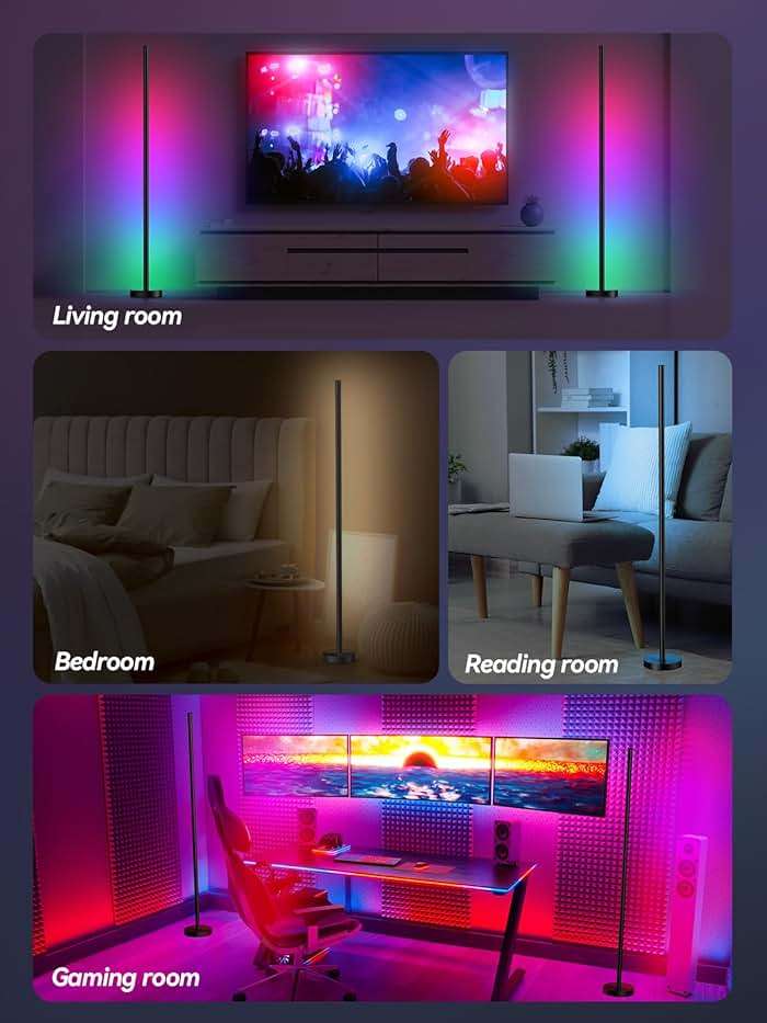 Corner Floor Lamp, 2 Pack LED Corner Lamp with App and Remote Control, RGBICW 16 Million DIY Colors & 68+ Scene, Music Sync, Color Changing Smart Ambient Light for Living Rooms, Bedrooms, Gaming Room - Image 7