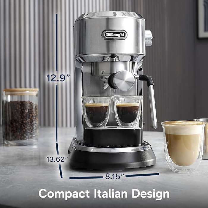 De’Longhi Dedica Maestro Espresso Machine with Milk Frother, 15-Bar Pump & Temperature Control - Barista Coffee Maker Kit for Espresso, Latte, Cappuccino & Iced Coffee - Italian Stainless Steel Design - Image 2